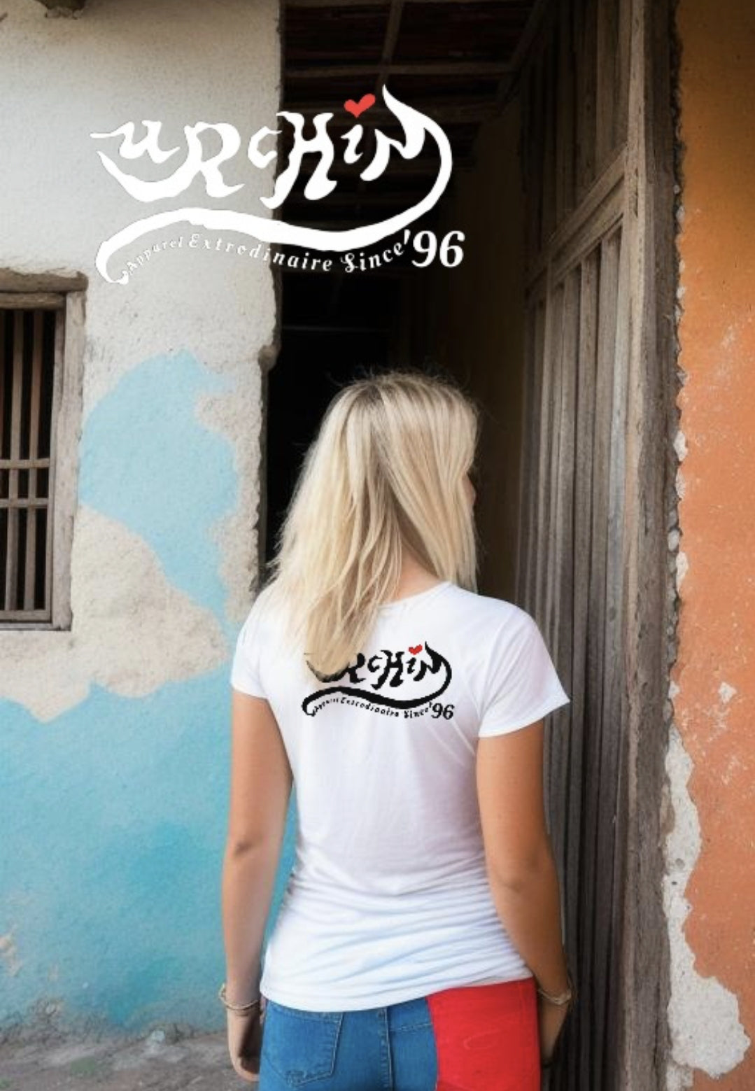 URCHIN Clothes -'U STAR' Cream on Blue- Old Poster. Cotton T Shirt. Choice of Colours. Unisex.