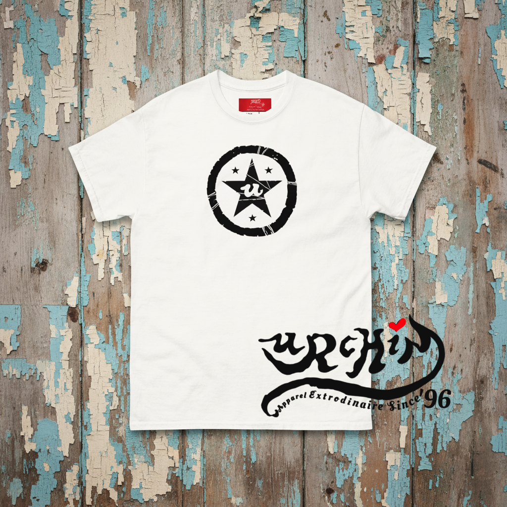 URCHIN -'U STAR' Black Logo. Cotton T Shirt. Choice of Colours. Unisex.
