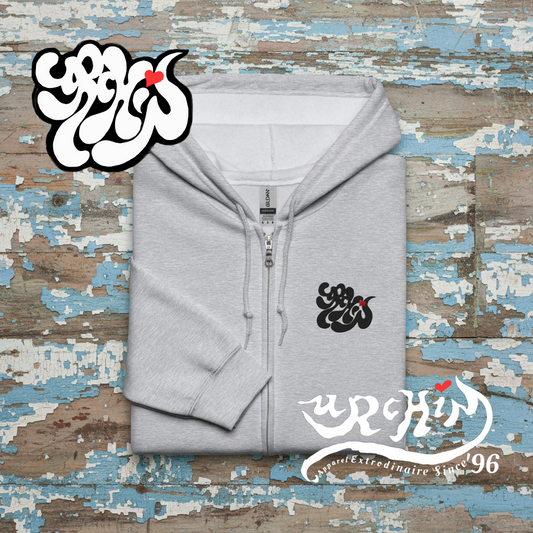 URCHIN 'SOFT URCHIN' Embroidered Black Logo. Unisex heavy blend zip hoodie.