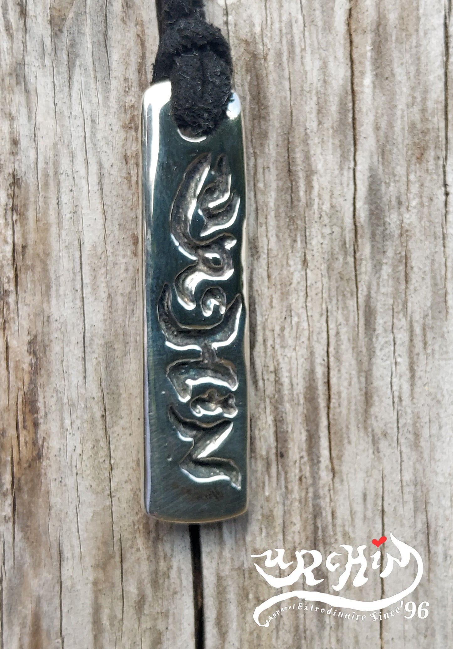 URCHIN -'Spiral Slab' Logo Unisex Pendant. Solid Silver, Hallmarked. Hand-made in UK.