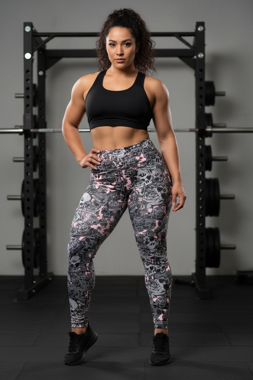 DARK URCHIN 'Skull Storm' Leggings. Colour 'Coral' ( Pink ). Choice of Sizes.