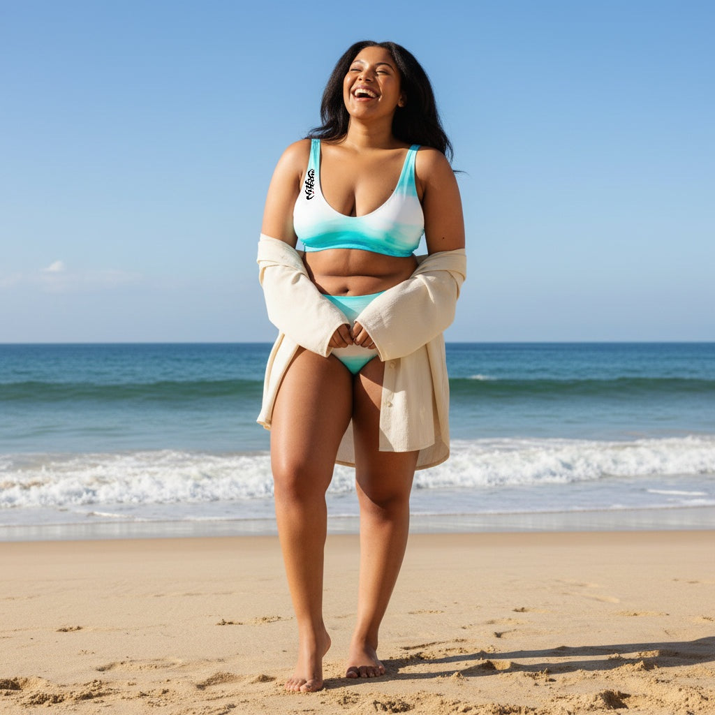 URCHIN Clothes & Swimwear. 'ICE' Recycled high-waisted bikini. Choice of Sizes.