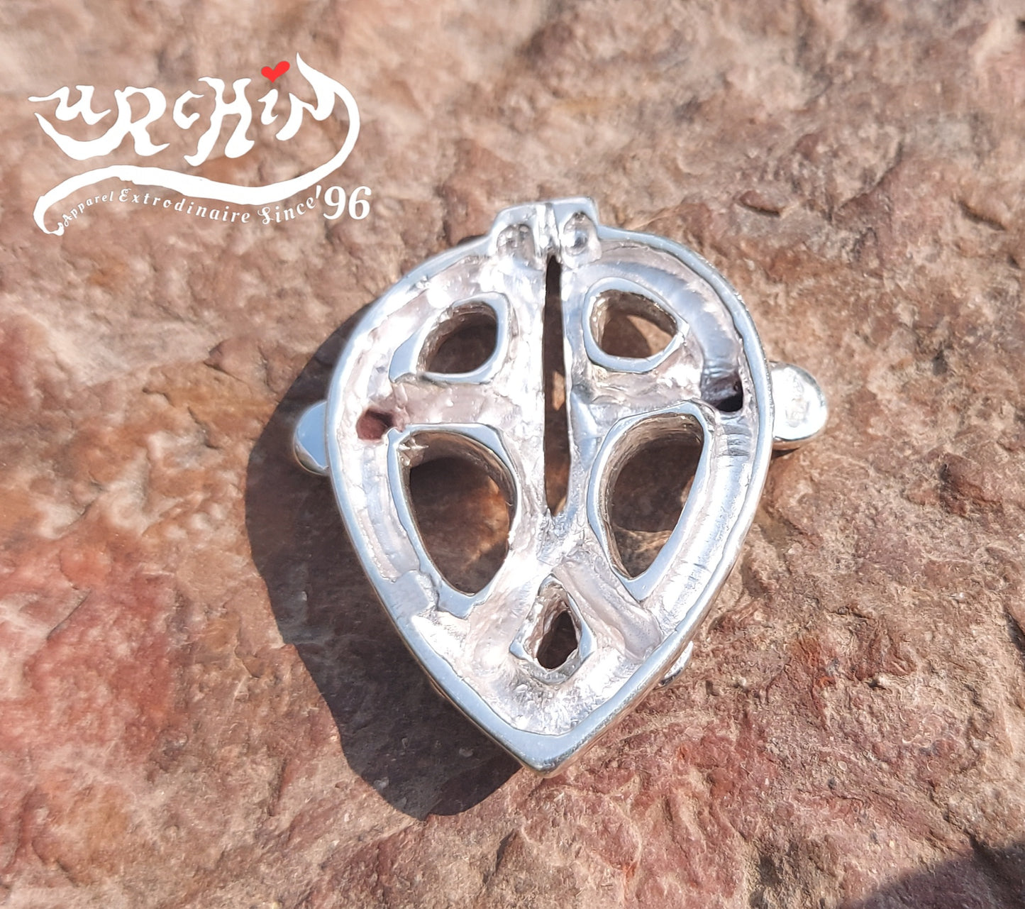 URCHIN Jewellery -'Heart Embrace' Unisex Silver Pendant. Solid Silver, Hallmarked. Hand-made in UK.