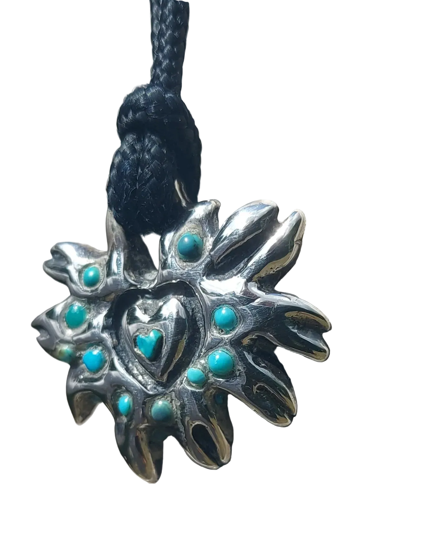 URCHIN Jewellery- 'Labchin' Solid Silver and Turquoise Pendant. Hallmarked. Hand-made in the UK.