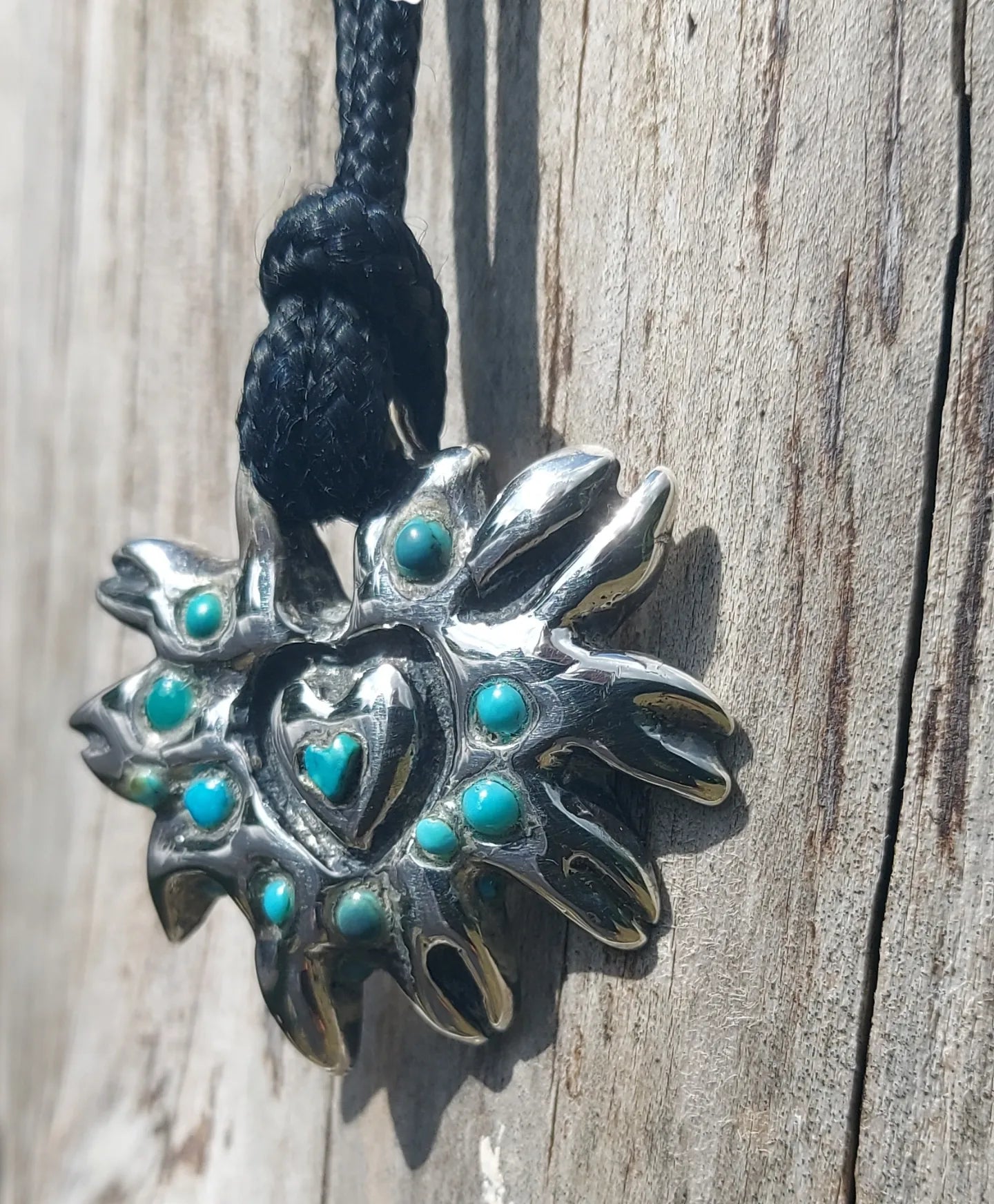 URCHIN Jewellery- 'Labchin' Solid Silver and Turquoise Pendant. Hallmarked. Hand-made in the UK.
