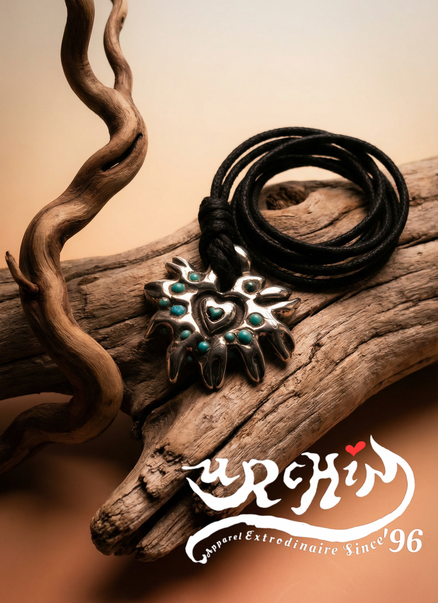 URCHIN Jewellery- 'Labchin' Solid Silver and Turquoise Pendant. Hallmarked. Hand-made in the UK.