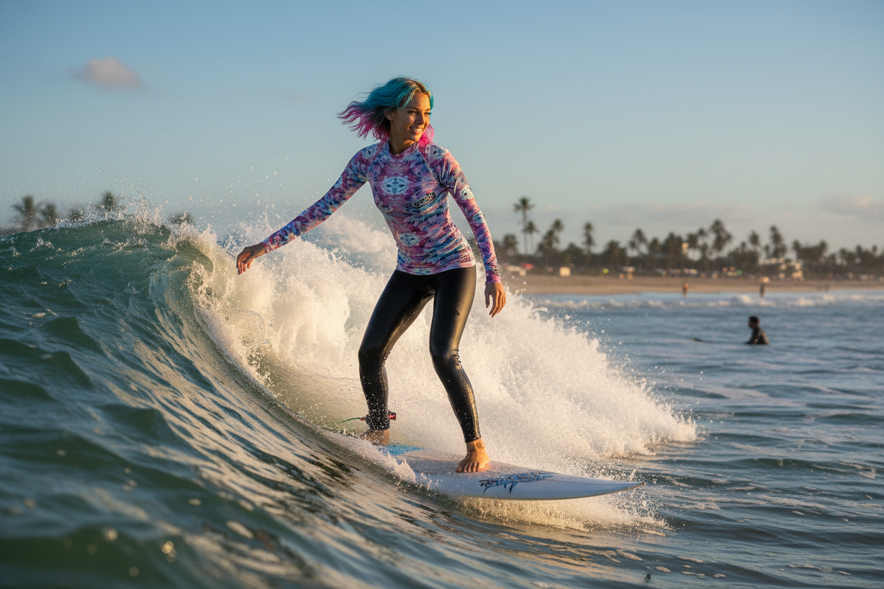 URCHIN-'CORAL SEA' Pink and Blue Tie Dye. Womens Rash Guard. Choice of Sizes.
