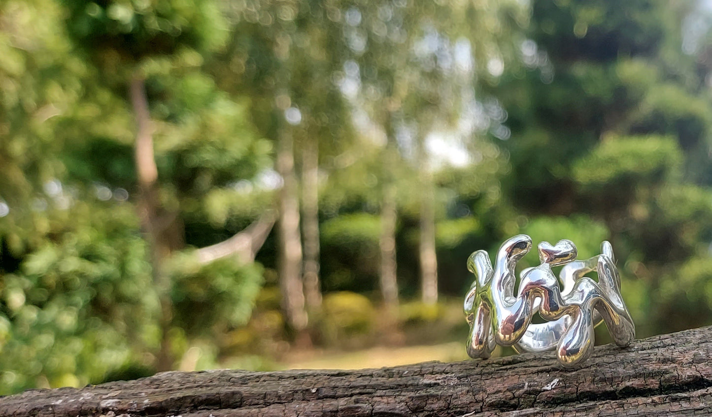 URCHIN Jewellery - 'Wave' Urchin Logo Ring. Hallmarked. Handmade in the UK. Size S