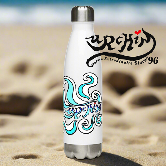 URCHIN Hydration 'Blue Wave' Logo, stainless steel water bottle.