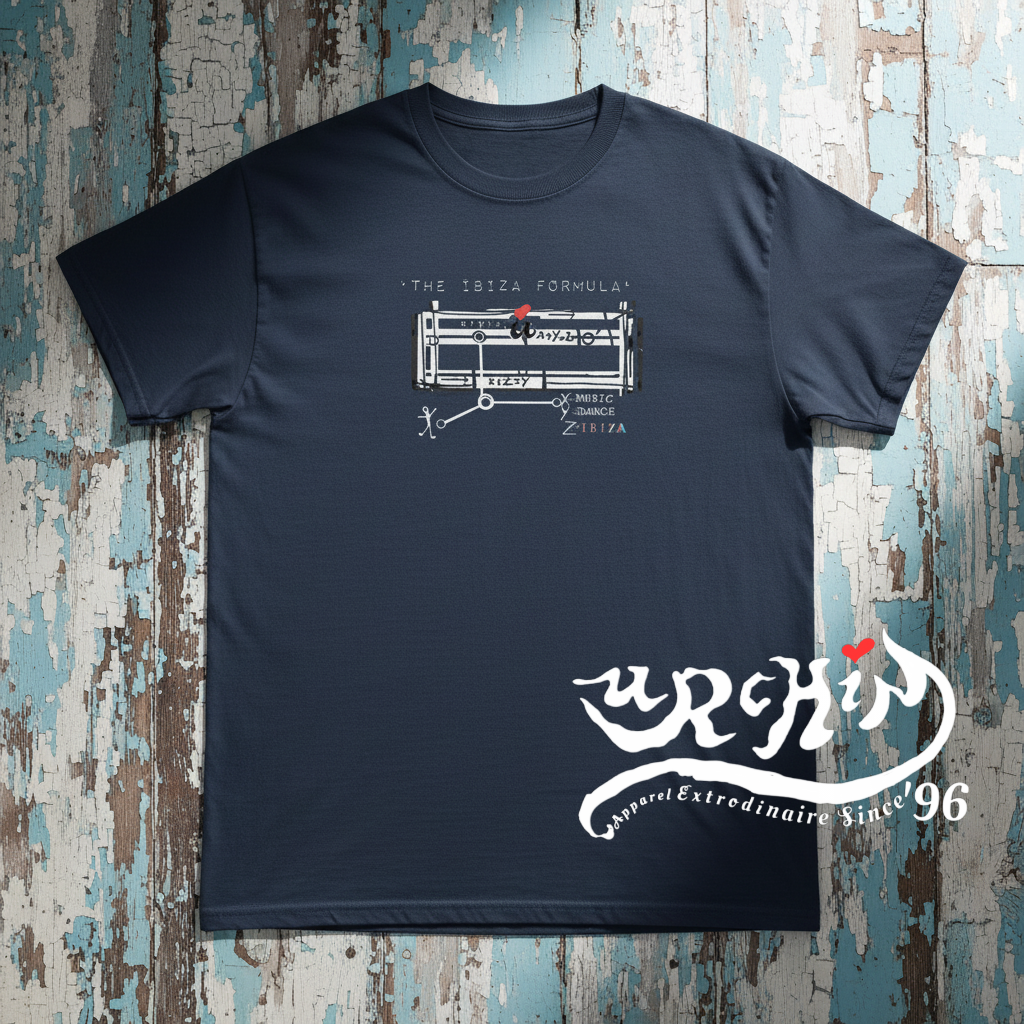 URCHIN 'IBIZA FORMULA' Unisex T Shirt. Dark Colours.
