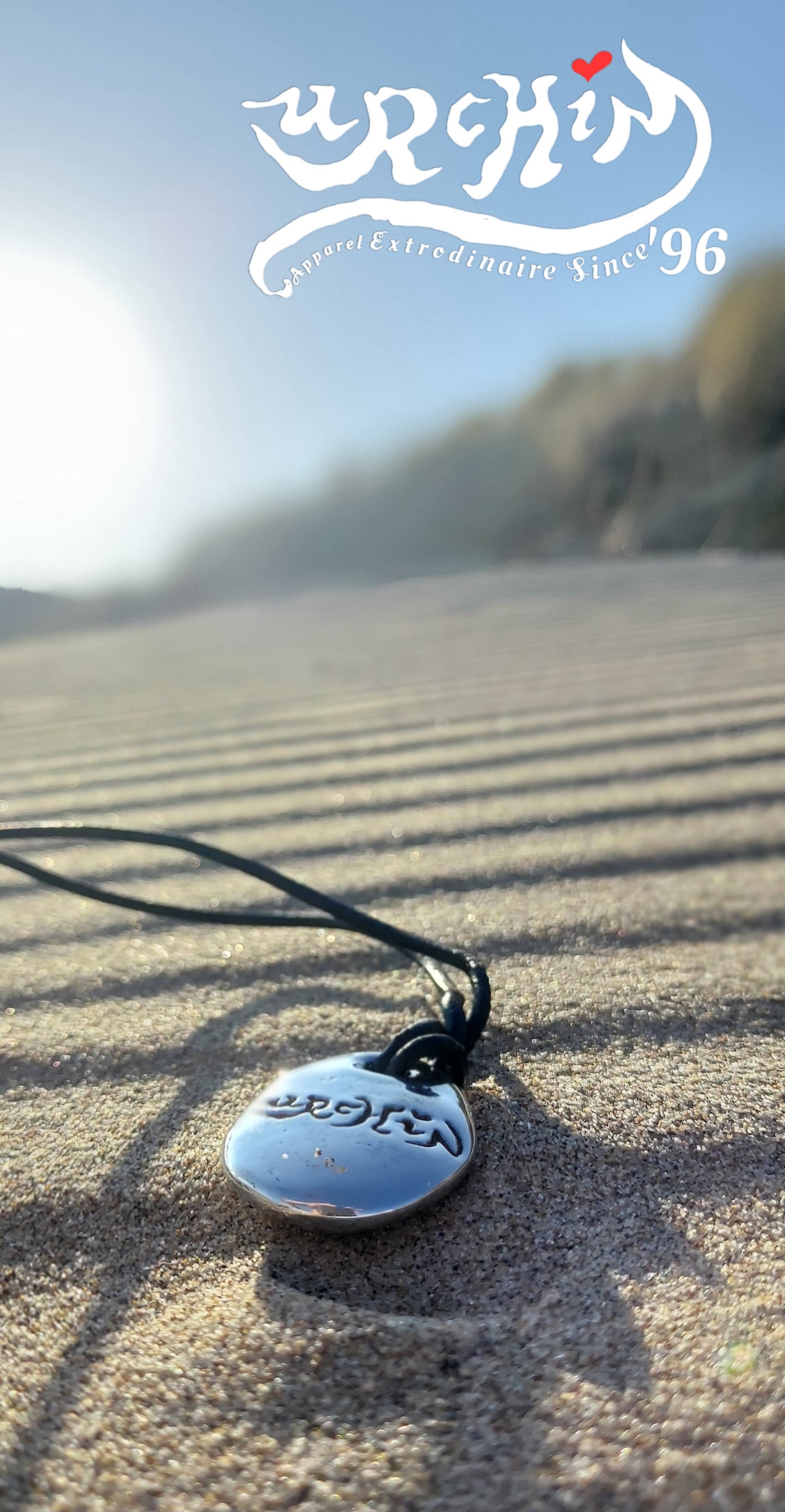 URCHIN -'Spiral' Unisex Drop Disc Urchin Logo Pendant. Solid Silver, Hallmarked. Hand-made in UK.