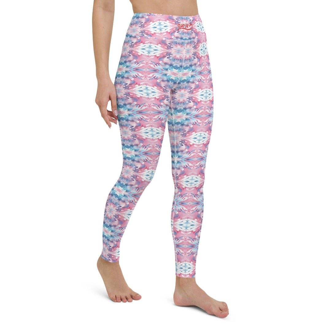 URCHIN Clothes & Sportswear 'CORAL SEA' Pink & Blue Tie Dye. Yoga Leggings. Choice of Sizes.