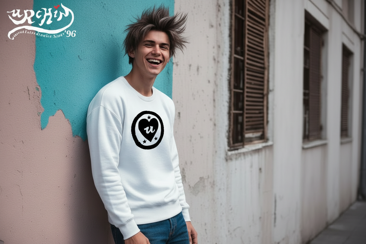 URCHIN 'LOVE U' Black Logo. Premium Cotton Sweatshirt. Choice of Colours. Unisex.