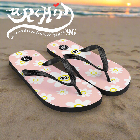 URCHIN Footwear. 'U DAISY' Pink. Unisex Flip-Flops. Choice of 3 Sizes.
