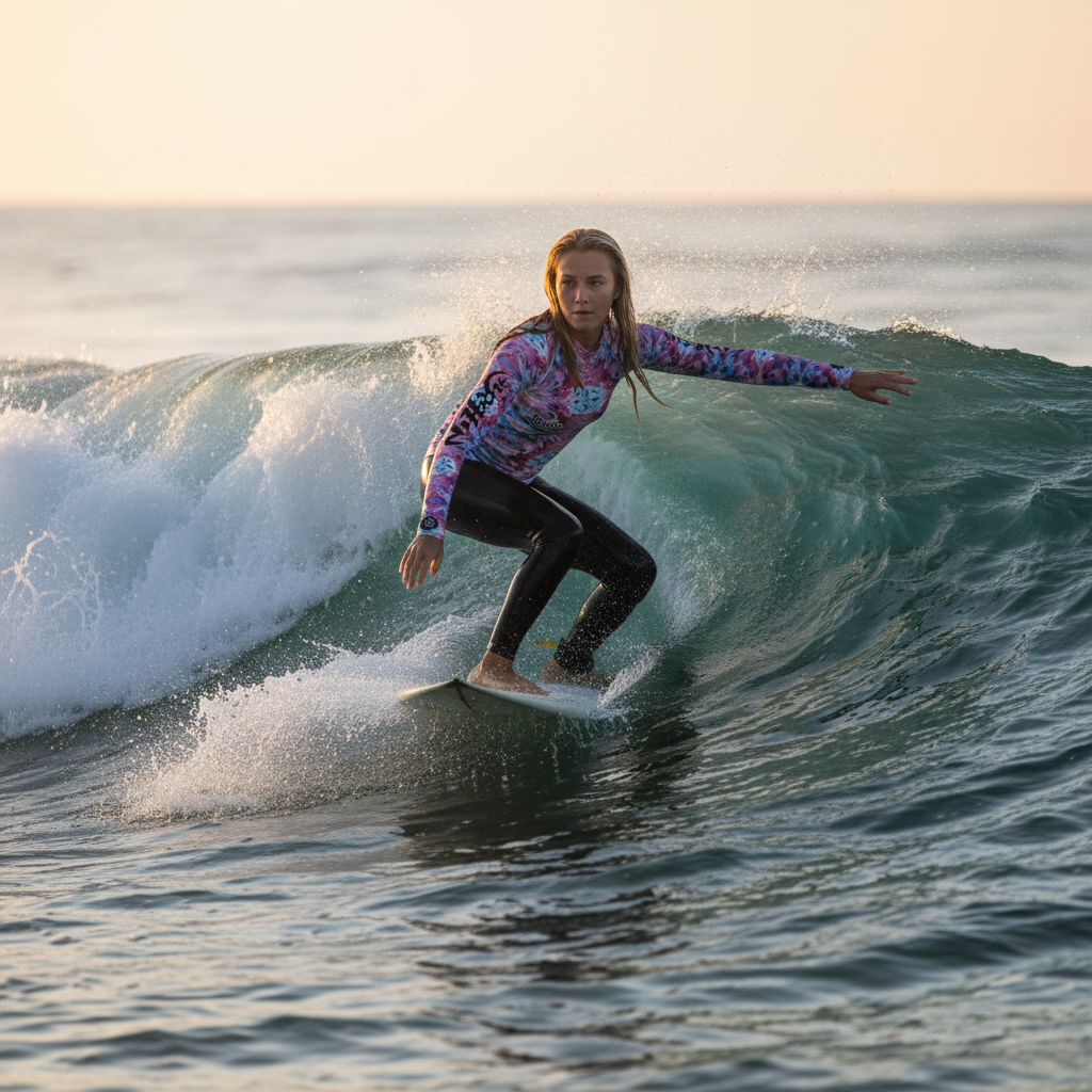 URCHIN-'CORAL SEA' Pink and Blue Tie Dye. Womens Rash Guard. Choice of Sizes.