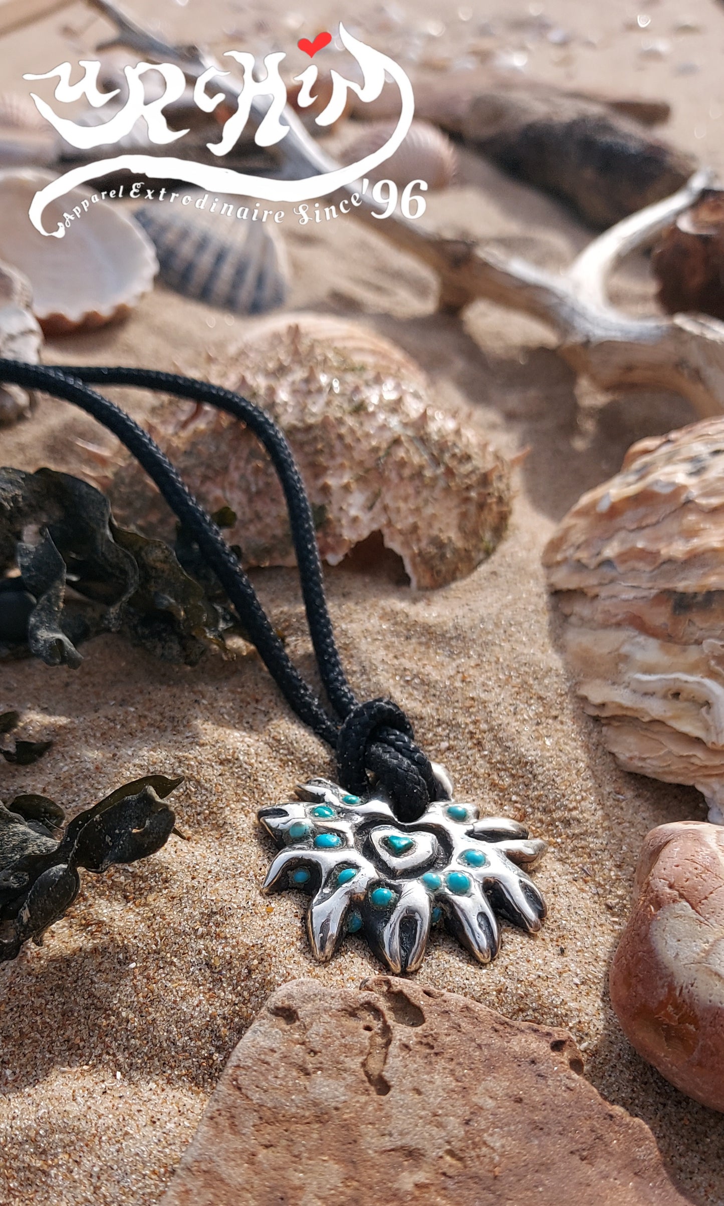 URCHIN Jewellery- 'Labchin' Solid Silver and Turquoise Pendant. Hallmarked. Hand-made in the UK.