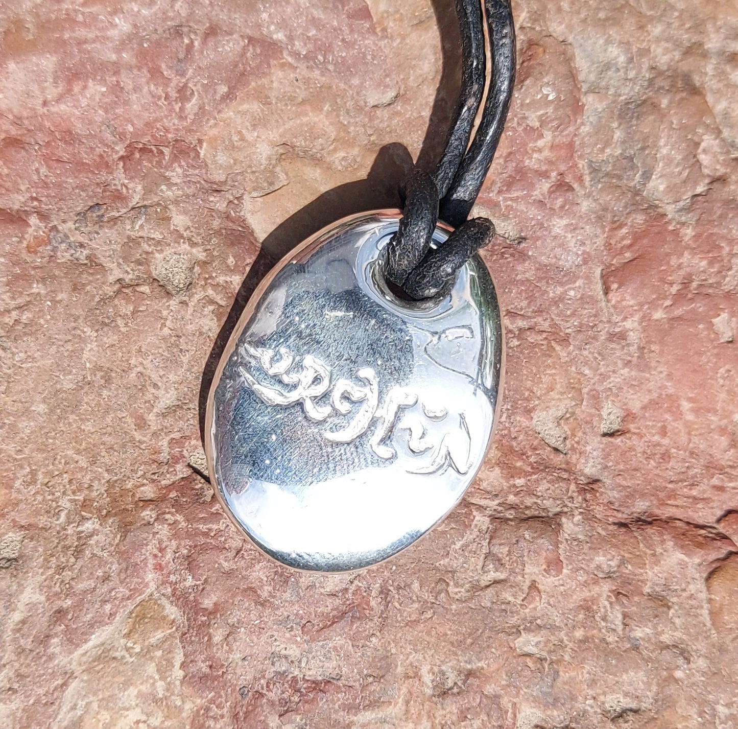URCHIN -'Spiral' Unisex Drop Disc Urchin Logo Pendant. Solid Silver, Hallmarked. Hand-made in UK.