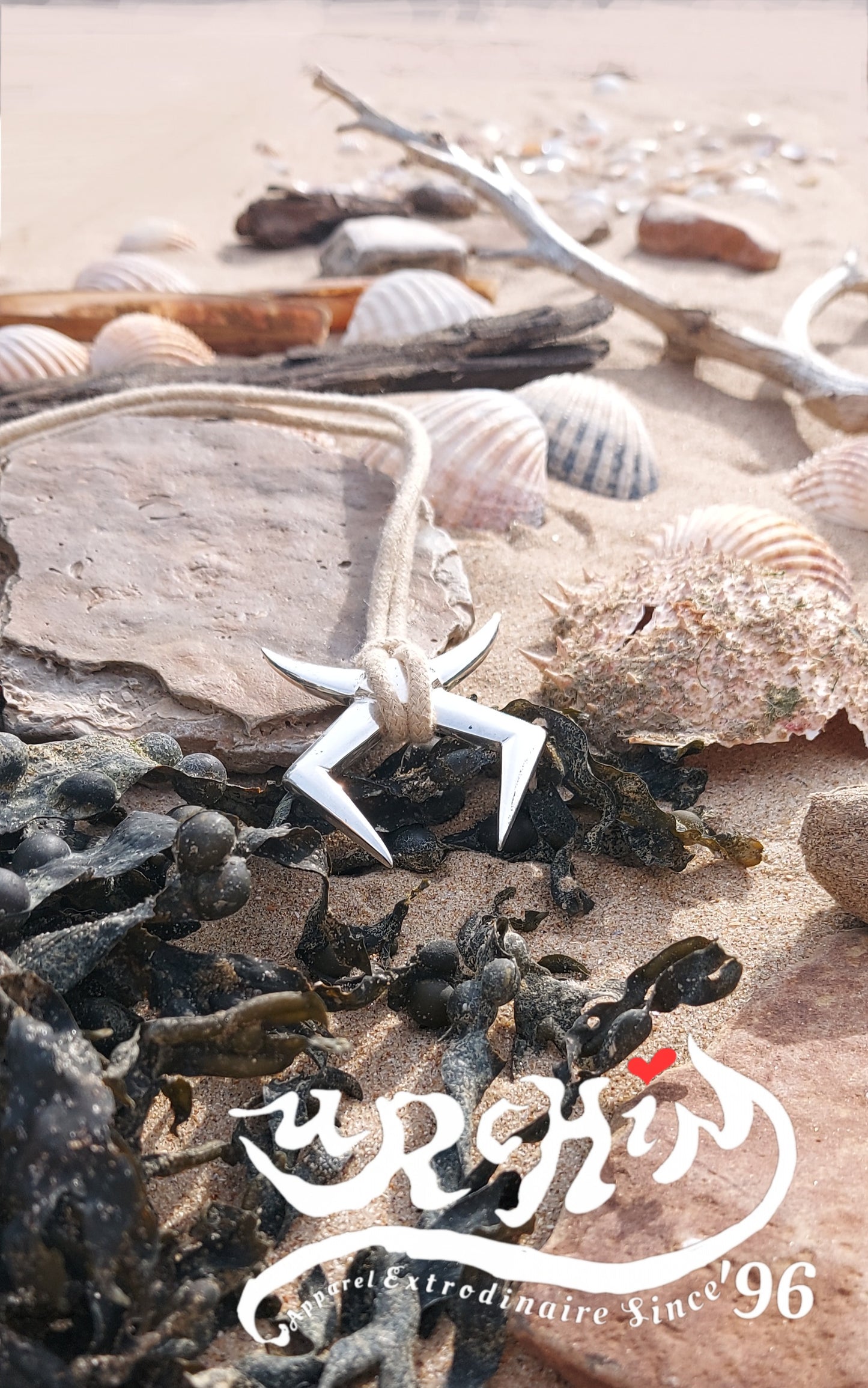 URCHIN Jewellery - 'Moon Rays' Solid Silver Unisex Pendant. Hallmarked. Hand-made in the UK. Choice of Cord.