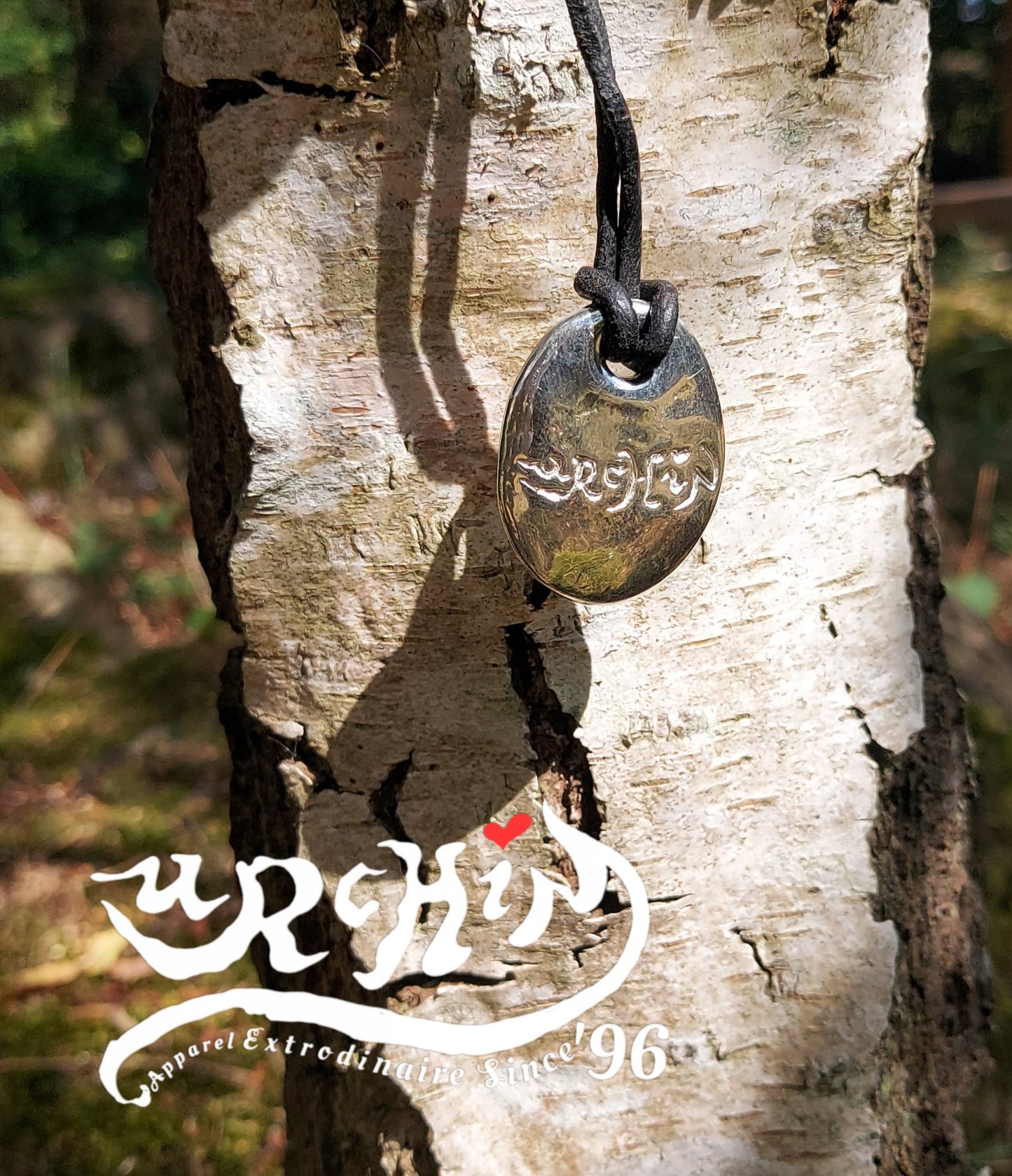 URCHIN -'Spiral' Unisex Drop Disc Urchin Logo Pendant. Solid Silver, Hallmarked. Hand-made in UK.