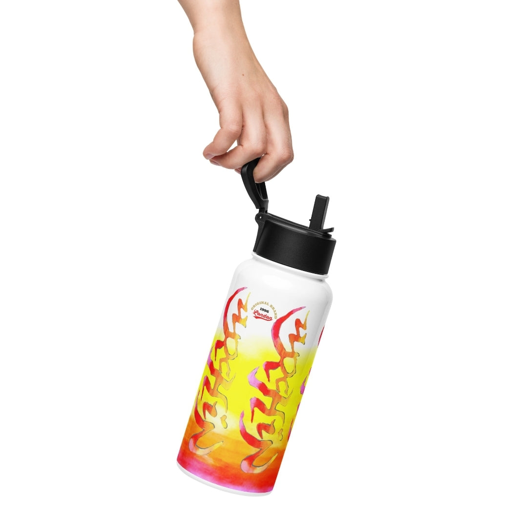 URCHIN Hydration 'Sun Rise' Stainless steel water bottle with a straw lid