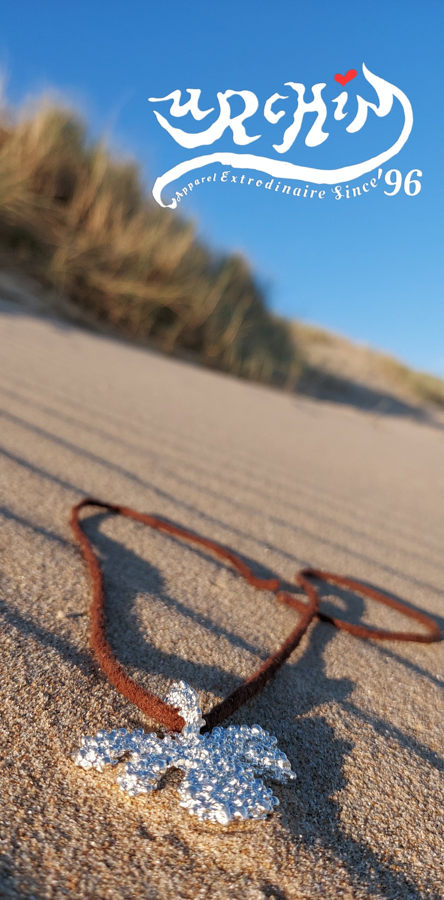 URCHIN Jewellery -'Encrusted Tsuba' Solid Silver Pendant. Hallmarked. Hand Made in the UK. Choice of Cord.