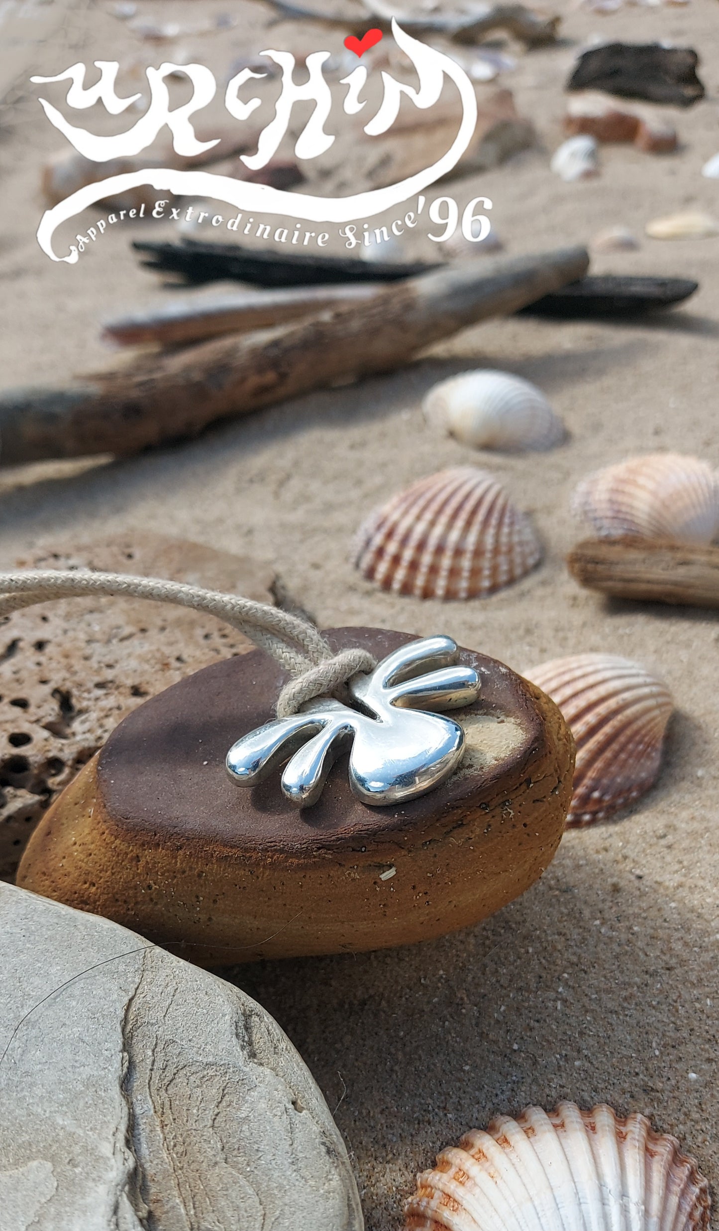 URCHIN Jewellery-'Smooth Tsuba' Solid Silver Pendant. Hallmarked. Hand Made in the UK. Choice of Cord.