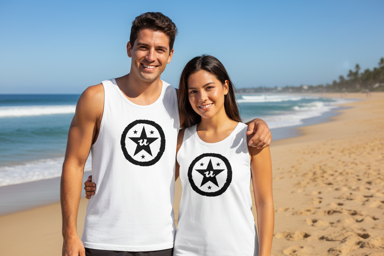 URCHIN 'U STAR' Black Logo. Muscle T Shirt/Tank Top. Unisex.