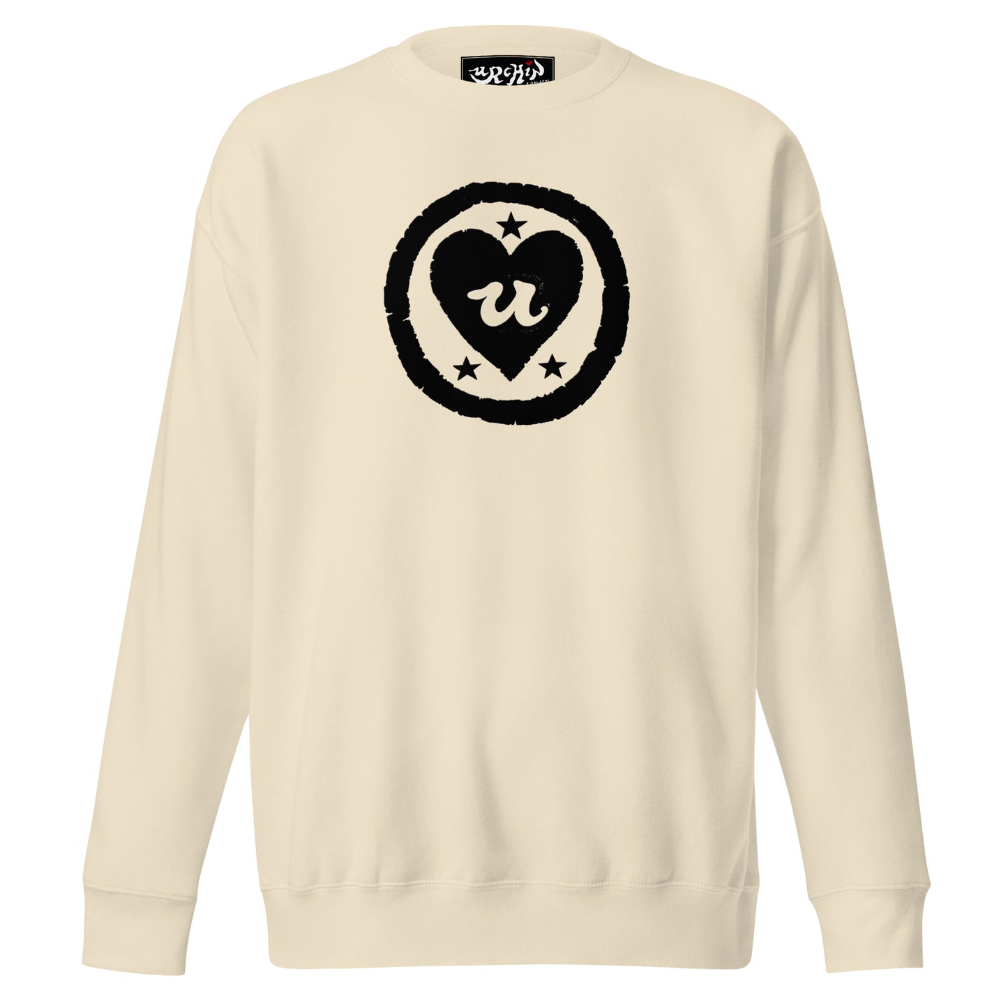 URCHIN 'LOVE U' Black Logo. Premium Cotton Sweatshirt. Choice of Colours. Unisex.