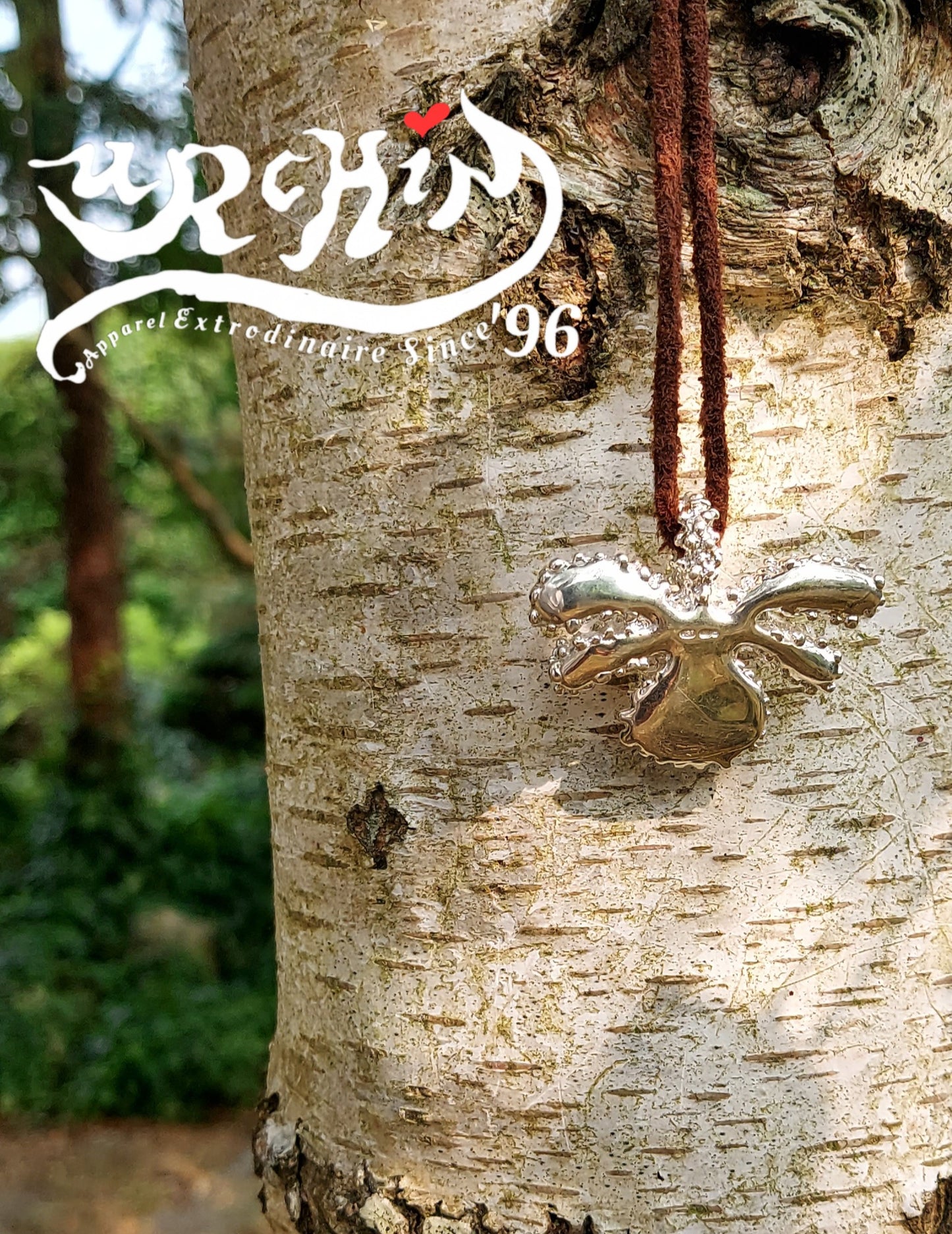 URCHIN Jewellery -'Encrusted Tsuba' Solid Silver Pendant. Hallmarked. Hand Made in the UK. Choice of Cord.