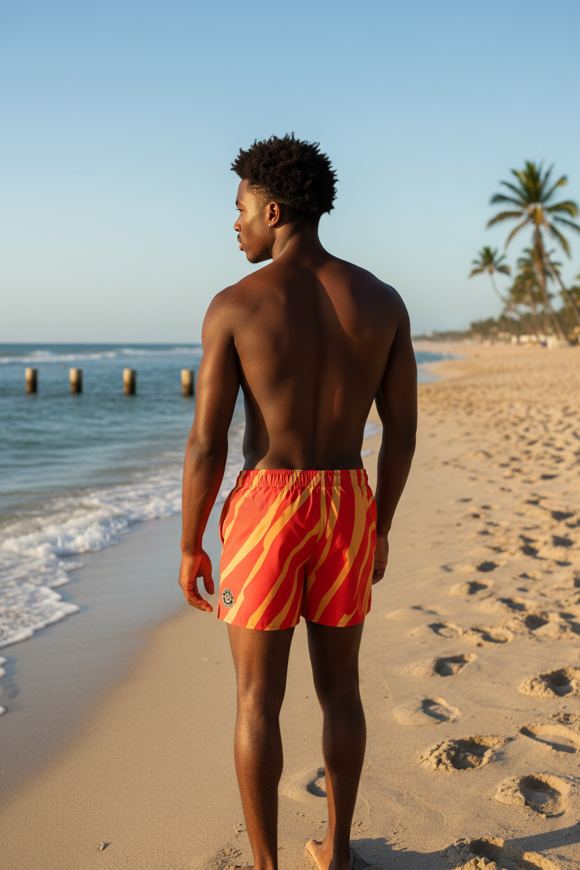 URCHIN 'RIP WAVE' 'Red Daiquiri' Unisex Athletic/Swim Shorts