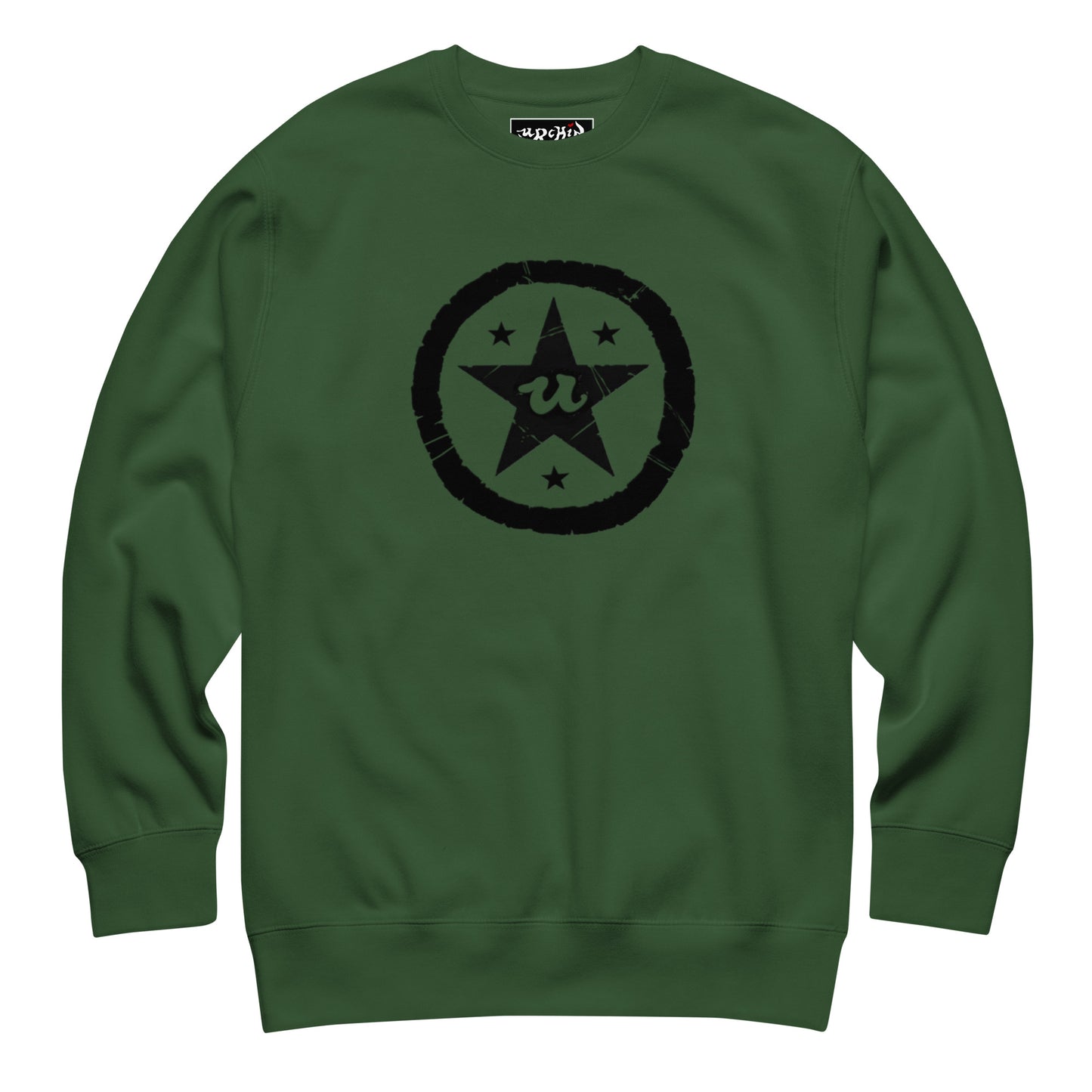 URCHIN-'U STAR' Black Logo. Premium Cotton Sweatshirt. Choice of Colours. Unisex.