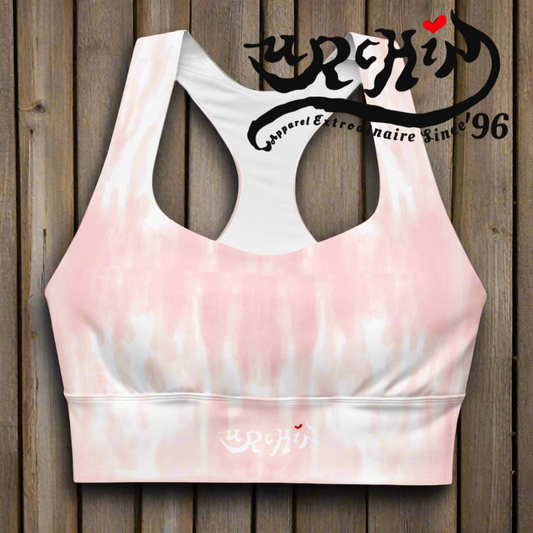 URCHIN Sports 'Pink Fade' Recycled Longline Sports Bra. Choice of Sizes.