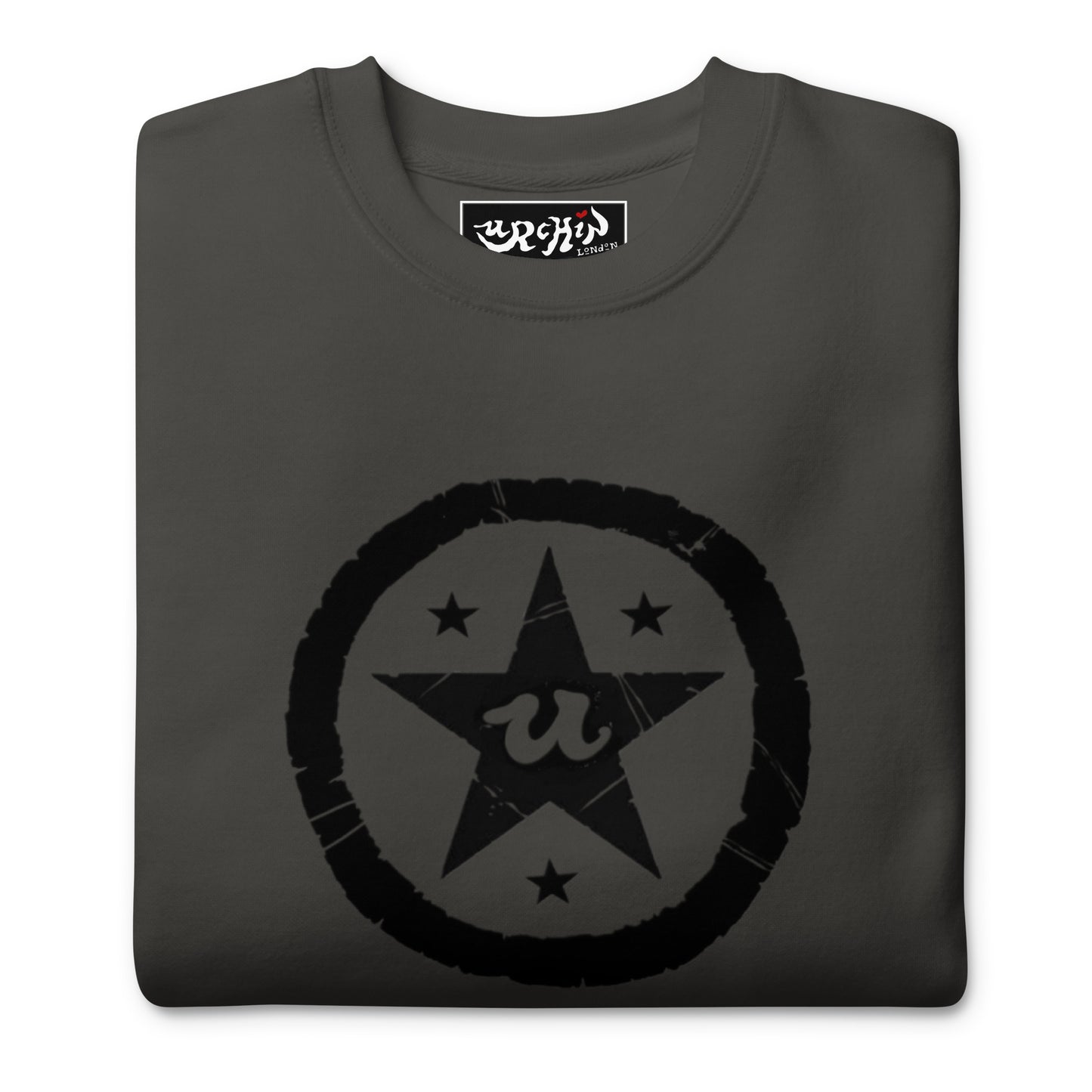 URCHIN-'U STAR' Black Logo. Premium Cotton Sweatshirt. Choice of Colours. Unisex.