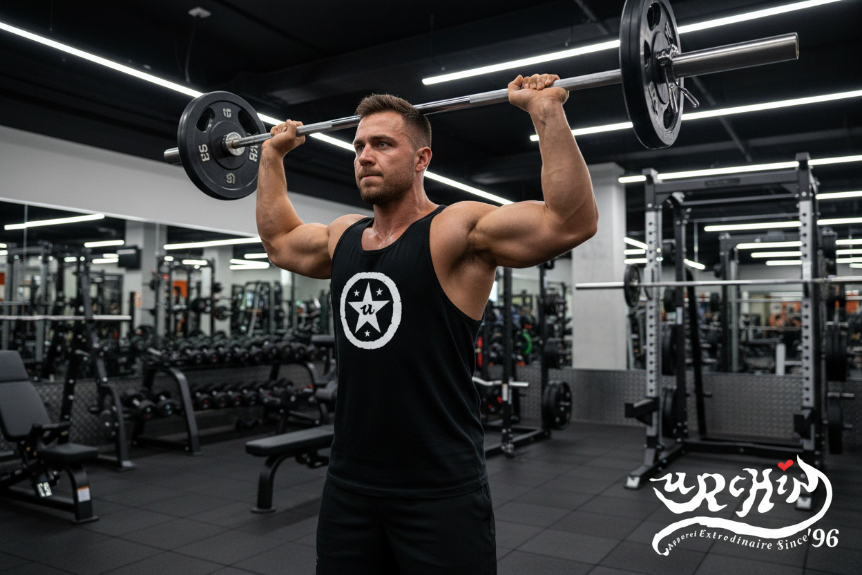 URCHIN 'U STAR' White Logo. Black Muscle T Shirt/Tank Top. Unisex.