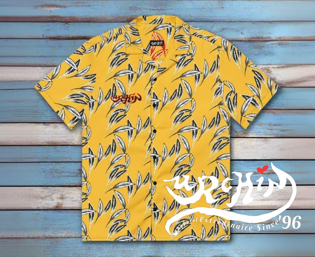 URCHIN 'U FEATHER' 'Mango'( Deep Yellow) Unisex button shirt. Multiple Sizes.