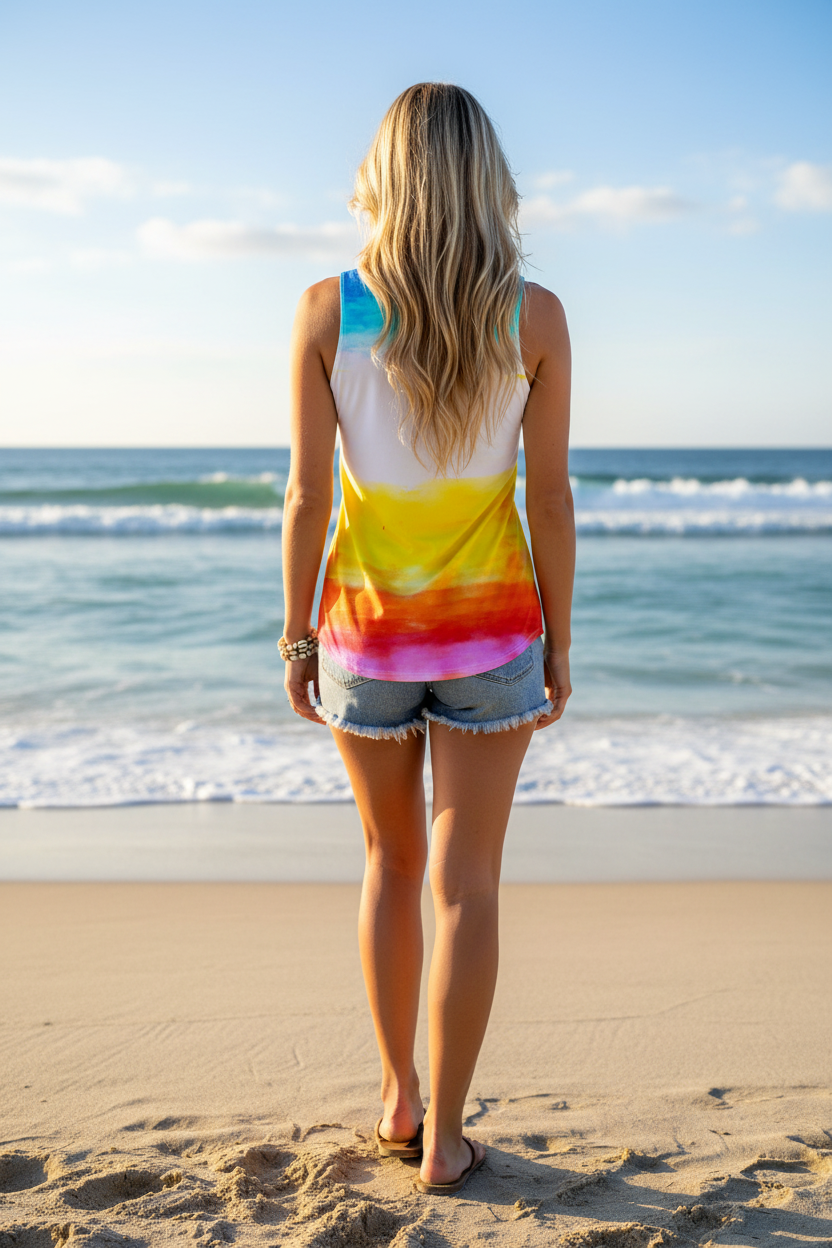 URCHIN -'SUNRISE BEACH' Womens Tank Top. Choice of Sizes.