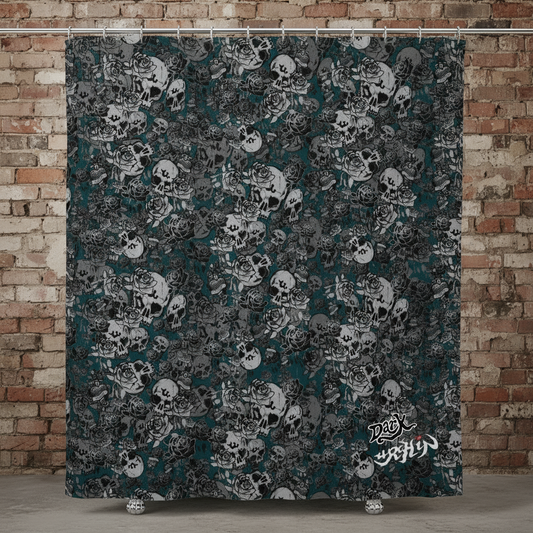 URCHIN 'Skull Storm' 'Blueberry' ( Blue) Shower curtain