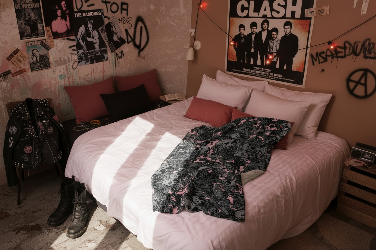 DARK URCHIN SKULL STORM 'CORAL' Sherpa blanket