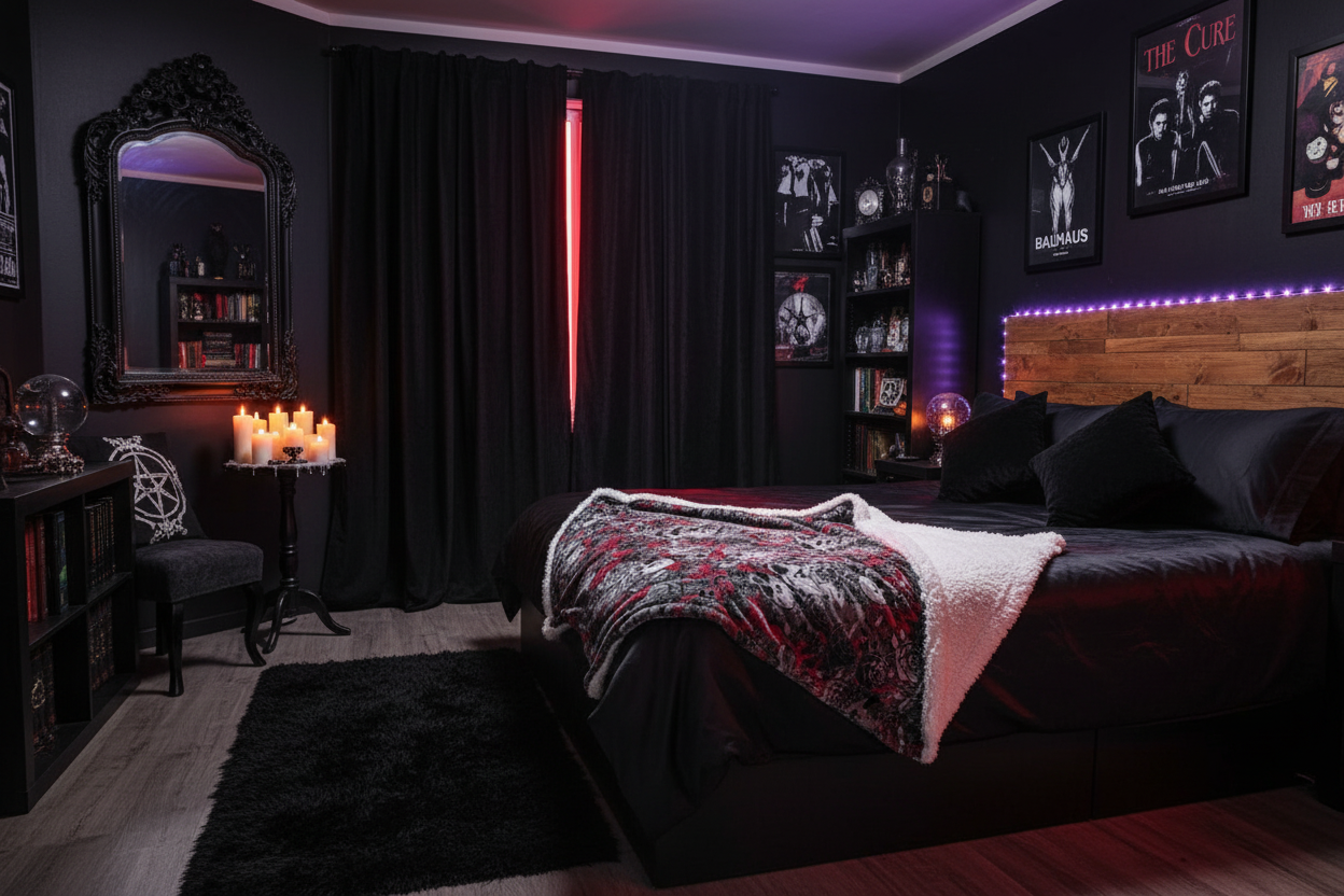 DARK URCHIN SKULL STORM 'WINE' Sherpa blanket