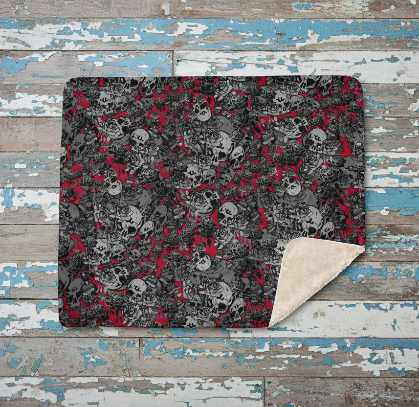DARK URCHIN SKULL STORM 'WINE' Sherpa blanket