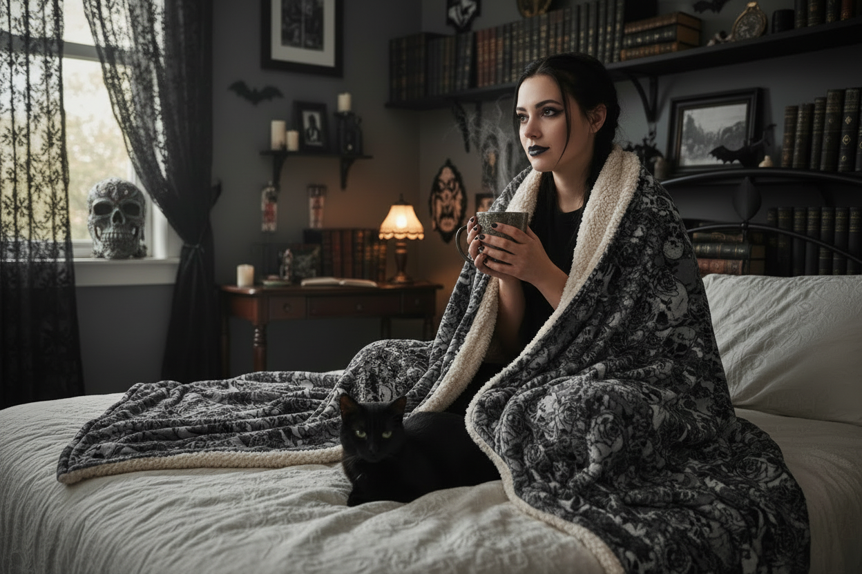 DARK URCHIN SKULL STORM 'METAL' Sherpa blanket