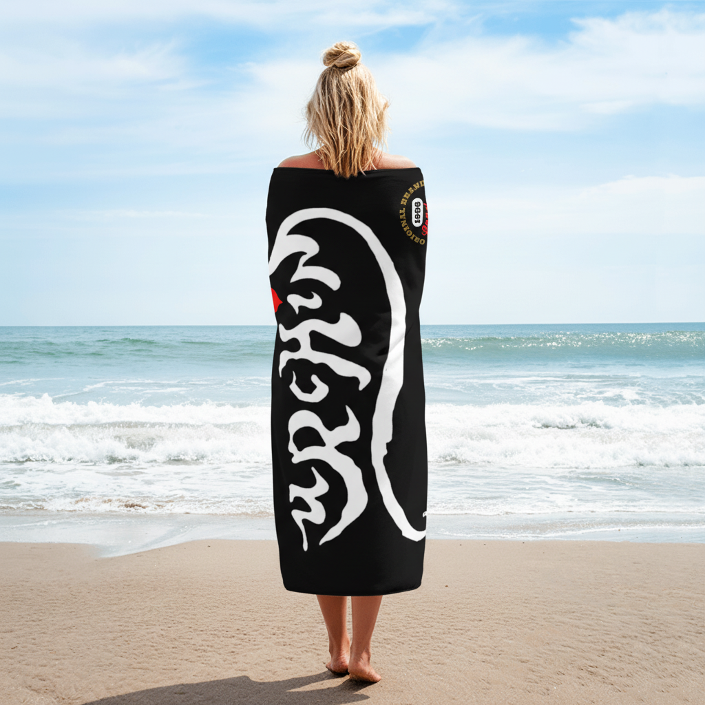 URCHIN Logo Towel. Black and White. Cotton Mix