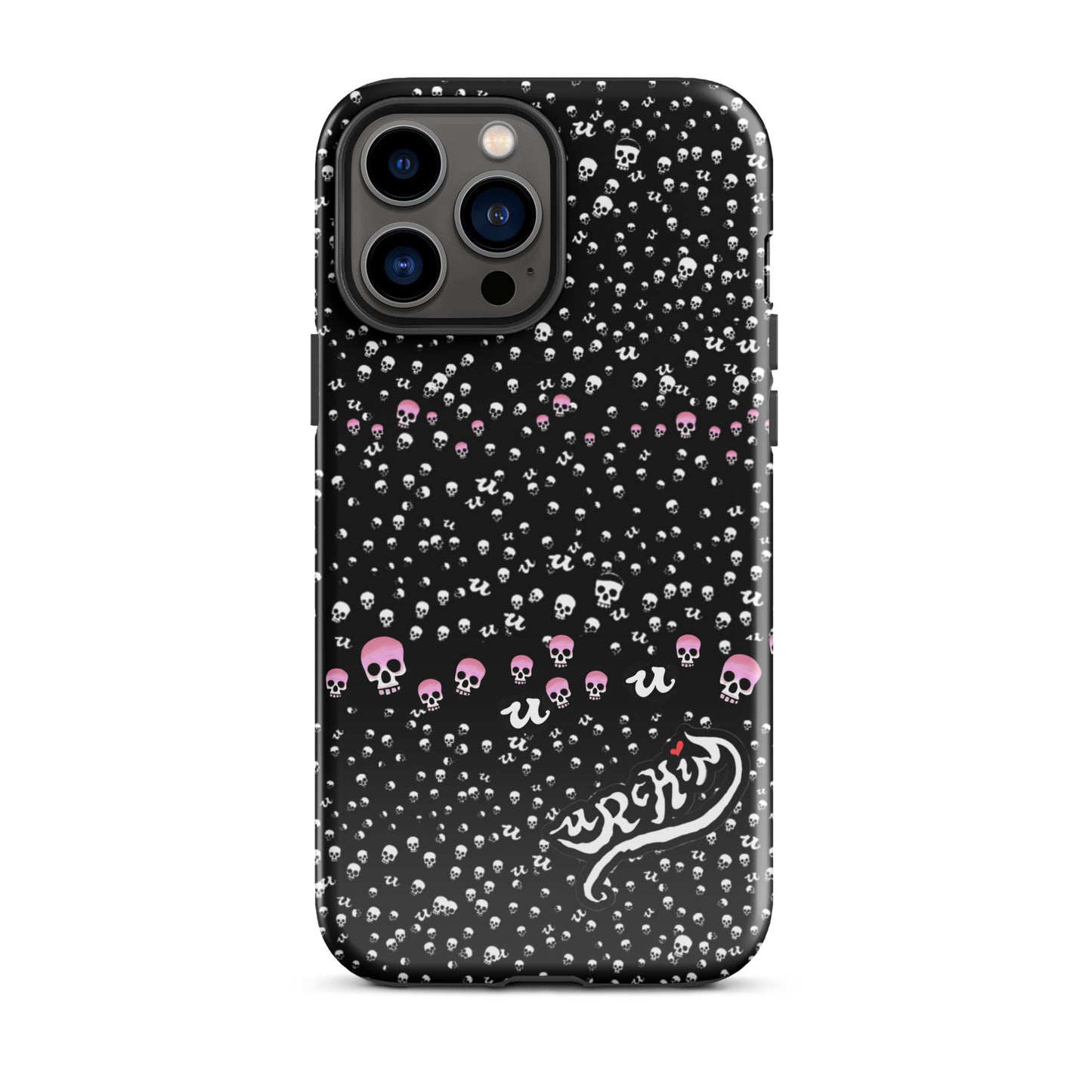 URCHIN Phone Protector. 'PINK SKULL STORM' Tough Case for iPhone®. Choice of Models.