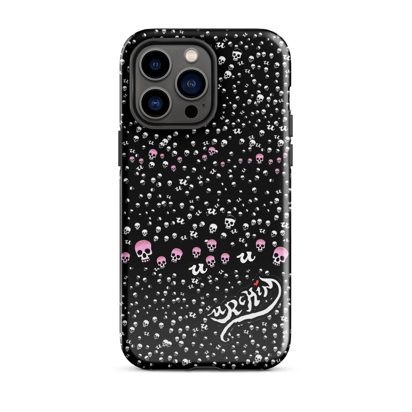 URCHIN Phone Protector. 'PINK SKULL STORM' Tough Case for iPhone®. Choice of Models.