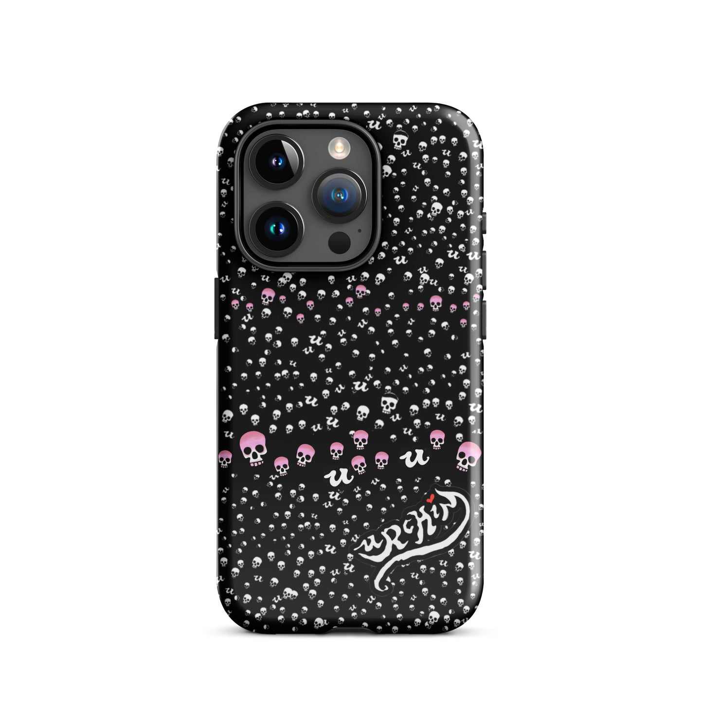 URCHIN Phone Protector. 'PINK SKULL STORM' Tough Case for iPhone®. Choice of Models.