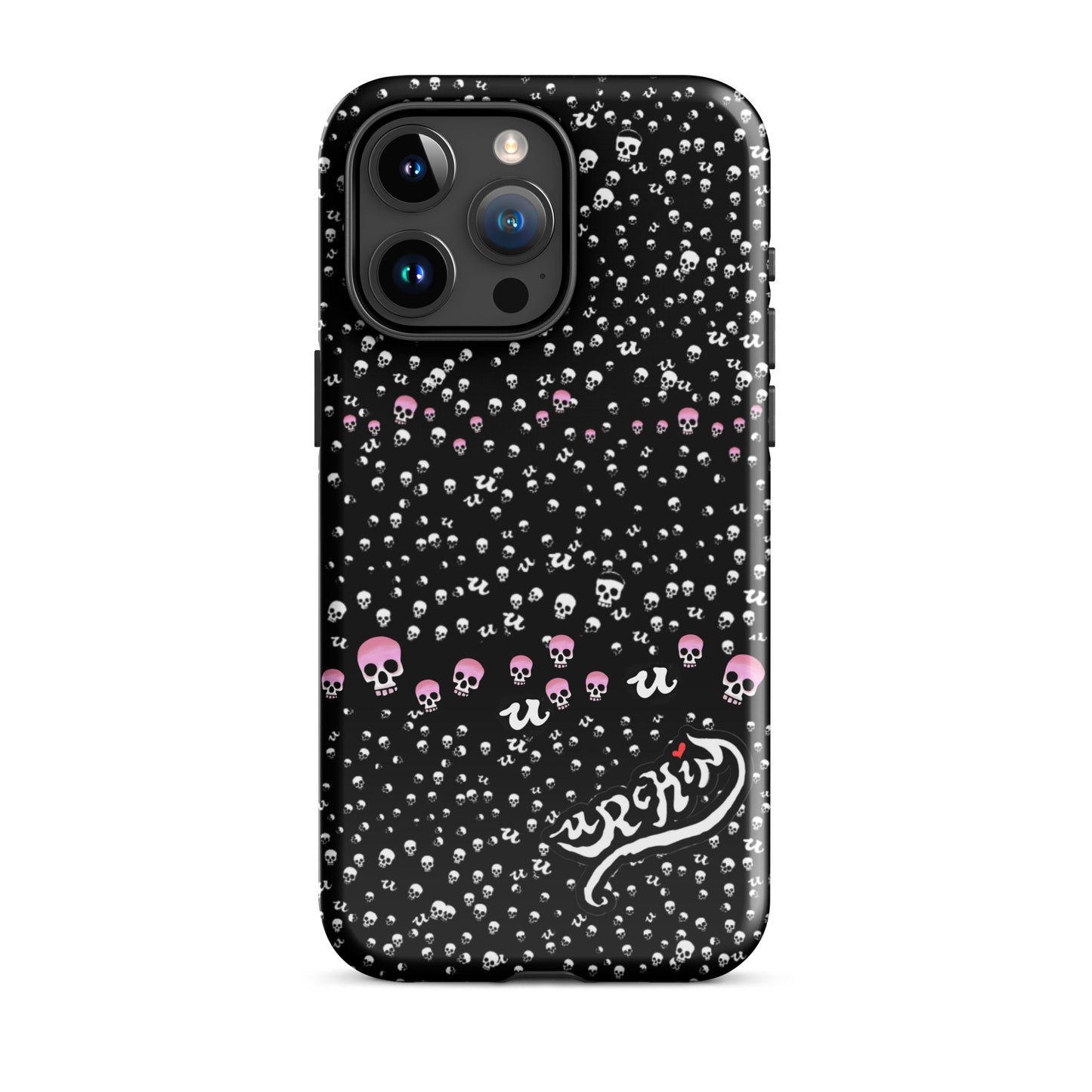 URCHIN Phone Protector. 'PINK SKULL STORM' Tough Case for iPhone®. Choice of Models.