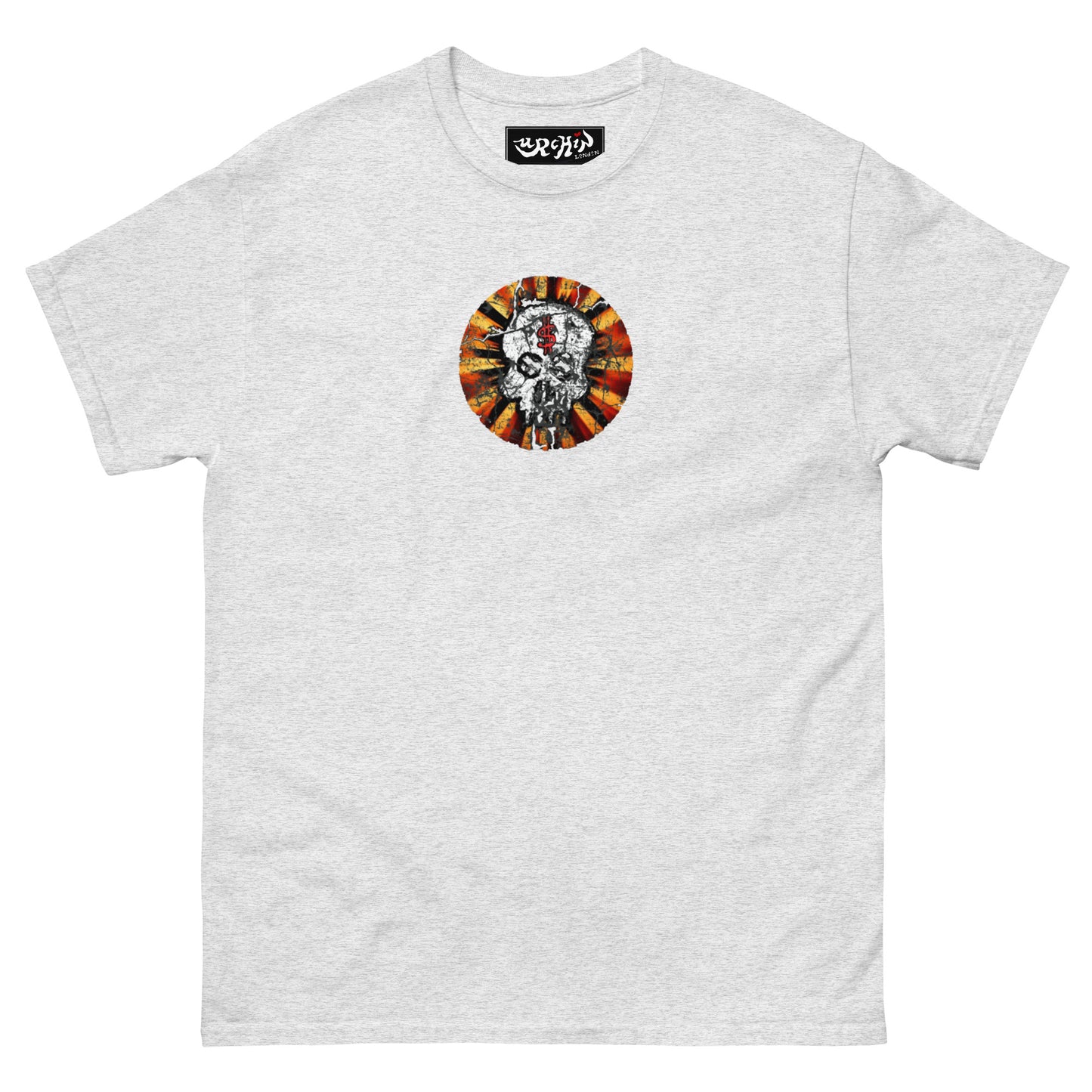 URCHIN -'DOLLAR SKULL' Cotton T Shirt. Choice of Light Colours. Unisex.