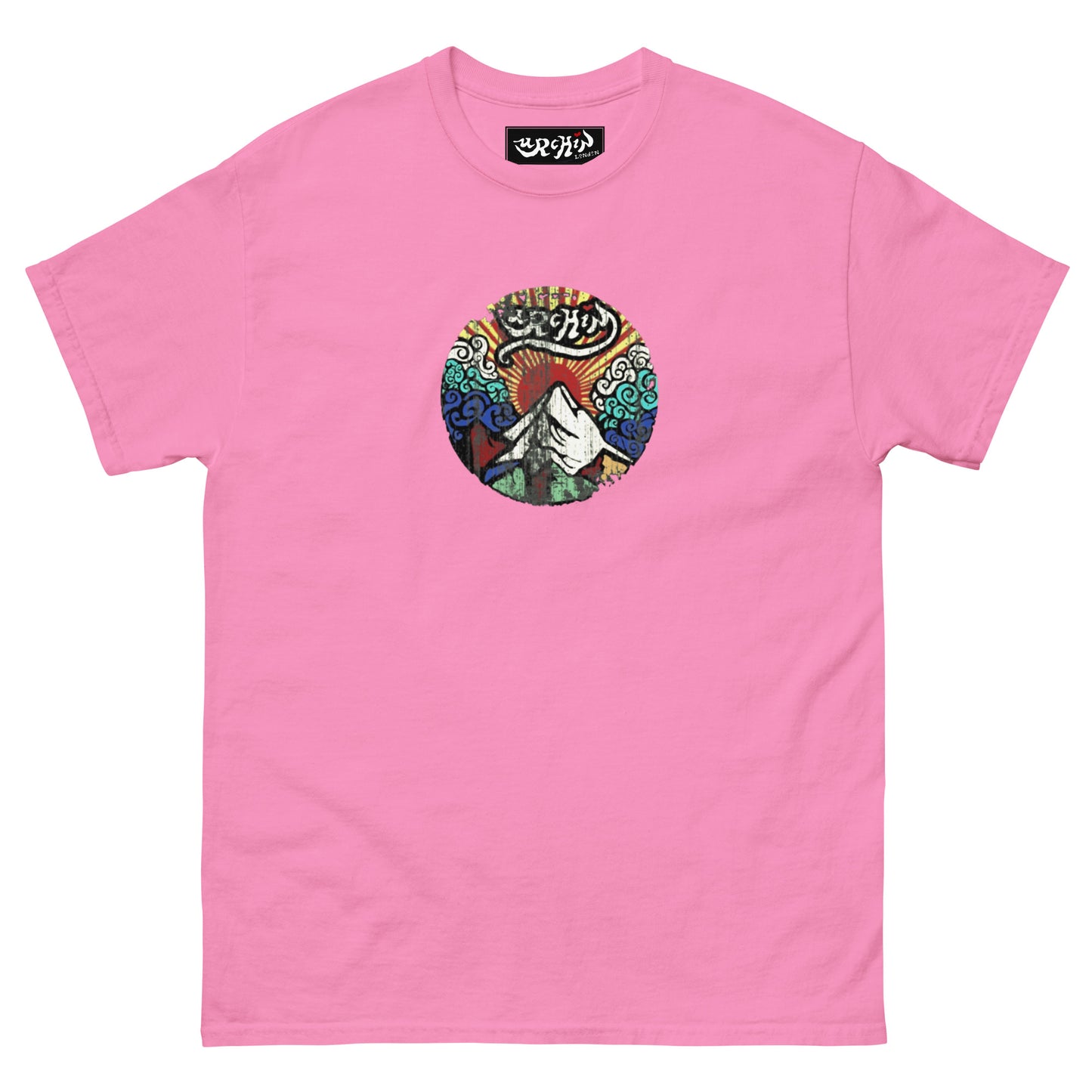 URCHIN -'Mountain Sunrise' Urchin Logo. Cotton T Shirt. Choice of Colours. Unisex.