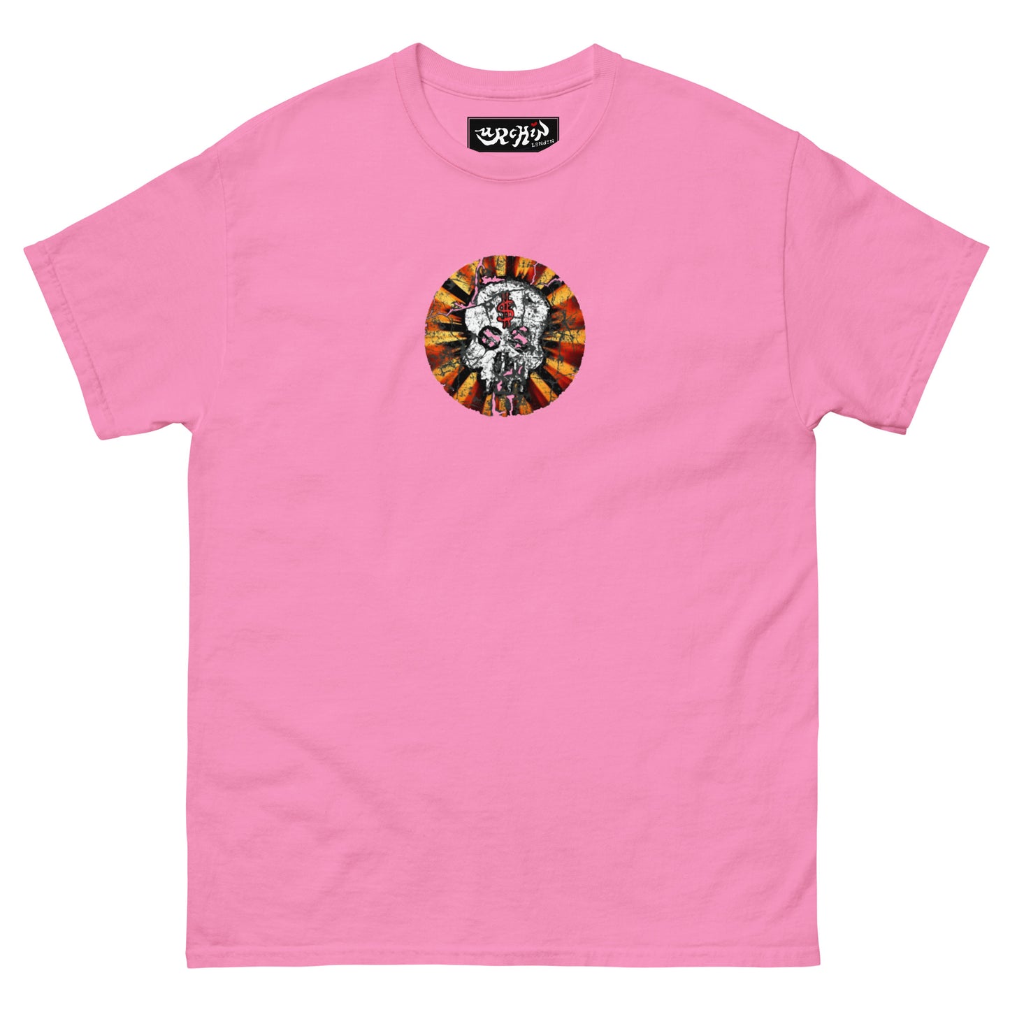 URCHIN -'DOLLAR SKULL' Cotton T Shirt. Choice of Light Colours. Unisex.