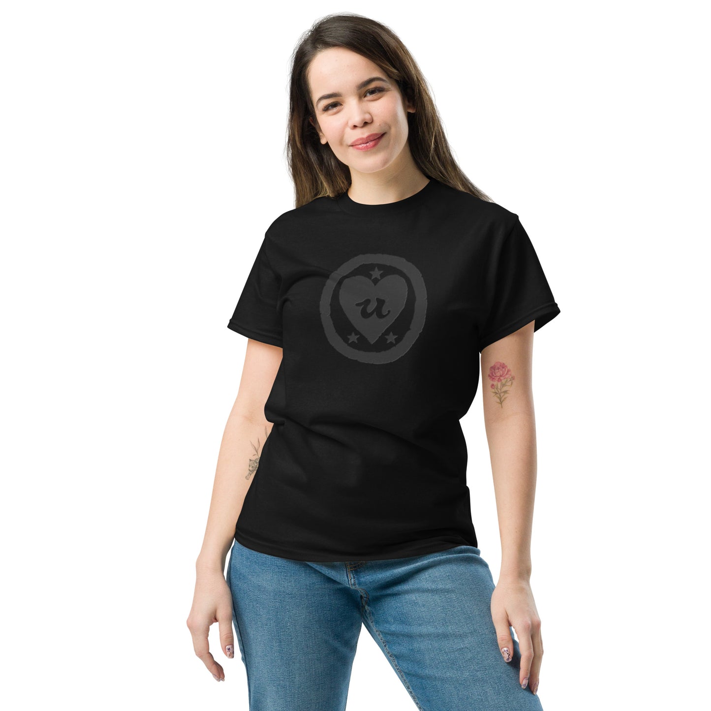 URCHIN-'LOVE U' Black Logo. Unisex Cotton T Shirt. Choice of Colours. Choice of Sizes.